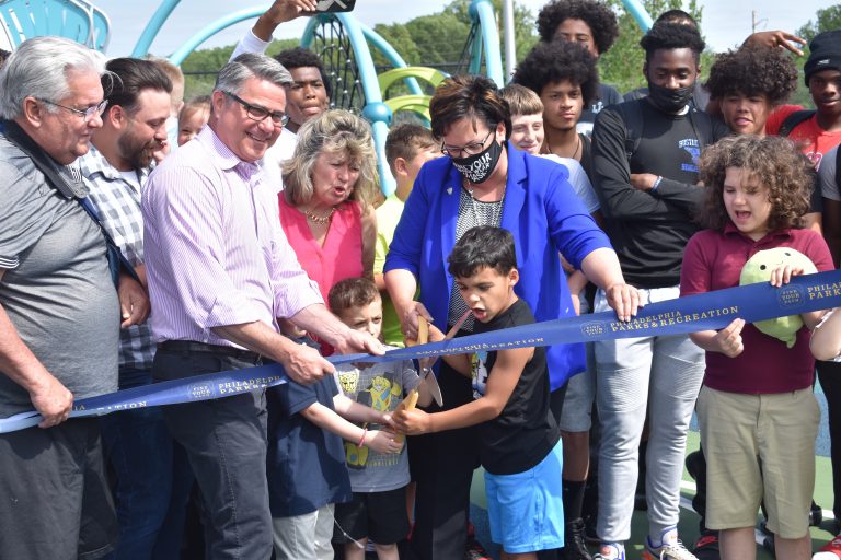 After long wait, ribbon finally cut at Frank McArdle playground