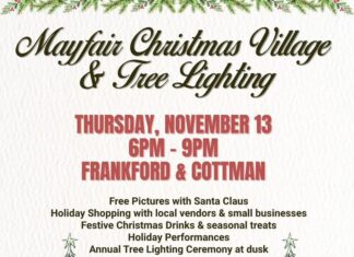 Christmas tree lighting tonight at Frankford and Cottman