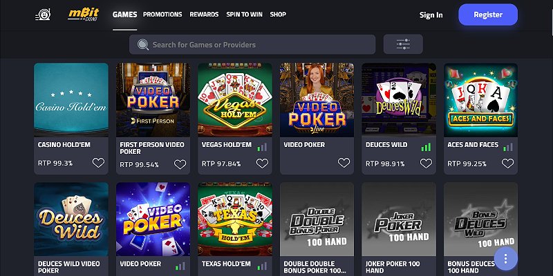 mBit Casino USA - Poker