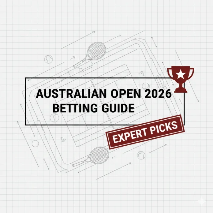 Australian Open 2026 betting guide - tennis court at Melbourne Park with semifinal odds and expert picks