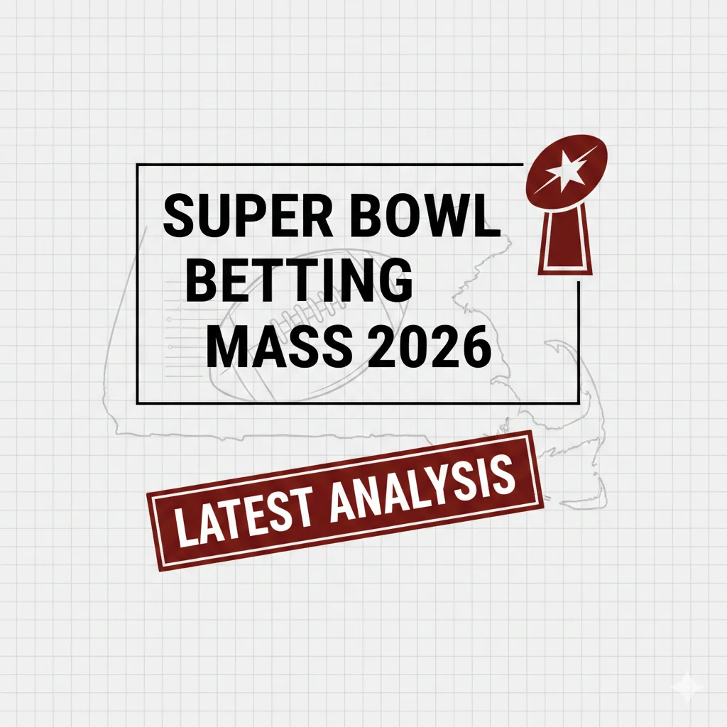 Super Bowl betting guide for Massachusetts - football on field with betting odds overlay