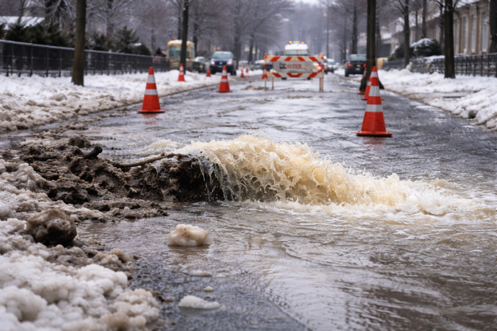 Water Main Breaks Create Icy Road Hazards Across Philadelphia