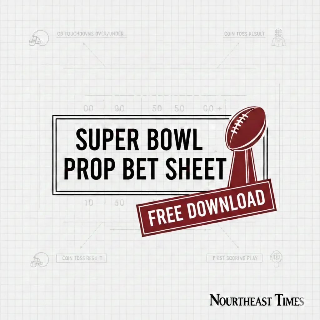 Super Bowl prop bet sheet 2026 - free printable PDF for party games
